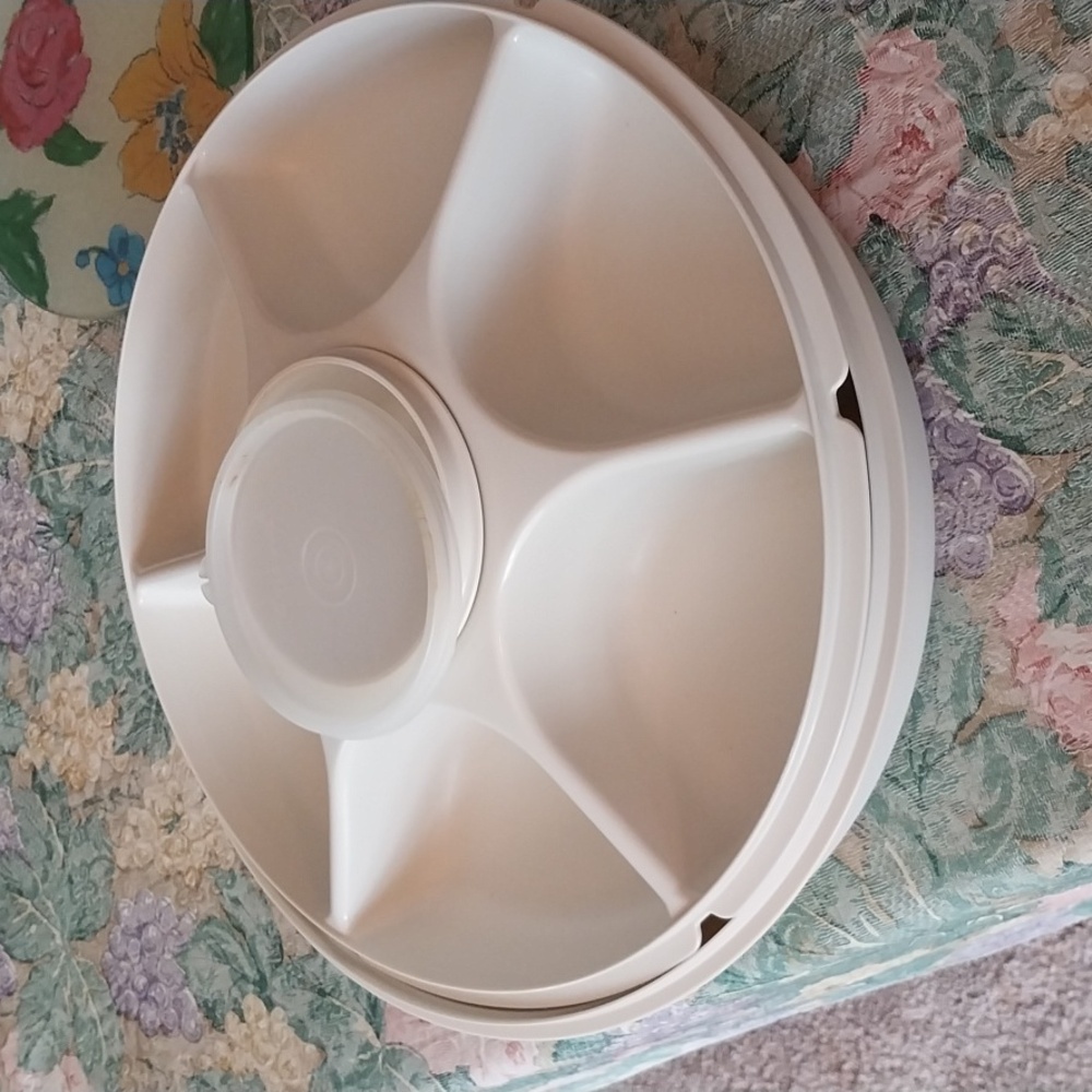 - Tupperware divided vegetable or chip/ dip serving container with dip ins…